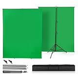 Greenscreen Hintergrund mit Ständer, Heorryn 2 x 1,5 m Fotografie Hintergrund Ständer Kit mit...