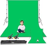 EMART Greenscreen Hintergrund mit Ständer, 2,6x3m Hintergrundsystem, 3 X 3,6m Grün Fotohintergrund...