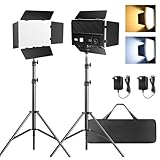 Pixel LED Video Kit Mit Scheunentür, 2-Pack Bi-Color Fotografie Beleuchtung, 2500-6500K Dimmbares...