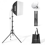 RALENO Softbox Fotostudio Set, 40 x 40 cm Fotolicht mit Stativ und LED Glühbirne (50W, 5500K, 97...