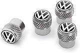 Volkswagen 000071215D Ventilkappen, mit neuem VW Logo, für Gummiventile und Messingventile, Silber
