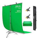 EMART Greenscreen Hintergrund mit Ständer 1,5 x 2,6 m, T-förmigem Hintergrund Ständer mit Green...