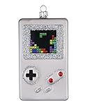 Christbaumschmuck Glas 11cm Spielkonsole mit Glitzer Weihnachtskugeln Videospiel weiß bunt
