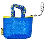 Ikea Knölig Frakta Mini Tasche Tüte Reißverschluß blau+Kette für Schlüsselbund