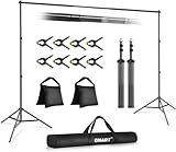 EMART Foto Hintergrund Ständer, 2x3m Verstellbarer Hintergrundsystem mit 8 Hintergrundklemmen, 2...