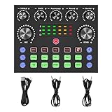 V8S Podcast-Aufnahmegerät mit Sprachwechsler, Podcast-Mixer, Soundkarte, DJ-Audio-Mixer,...