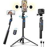 180CM Auto Face Tracking Stativ für Smartphone,360 Drehung Handy Stativ mit Licht,Handyhalterung...