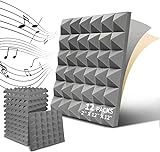 Akustikschaumstoff, 12 Stück Schaumstoff Pyramiden - Schallschutzmatte acoustic foam selbstklebend...