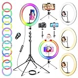11.5 Zoll Ringlicht mit Stativ Handy, Tisch LED Ring Light Kamera Handystativhalter mit Ringleuchte...