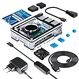 Miuzei Gehäuse für Raspberry Pi 4 mit Lüfter, 3A USB-C Netzteil, 1.8M Micro-HDMI Kabel, Micro...