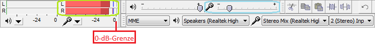 Audacity Pegeleinstellung