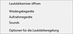 Pop-Up-Menü Lautstärkeregelung