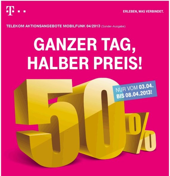 Telekom: 50% Rabatt auf iPhone 5, HTC One & Co