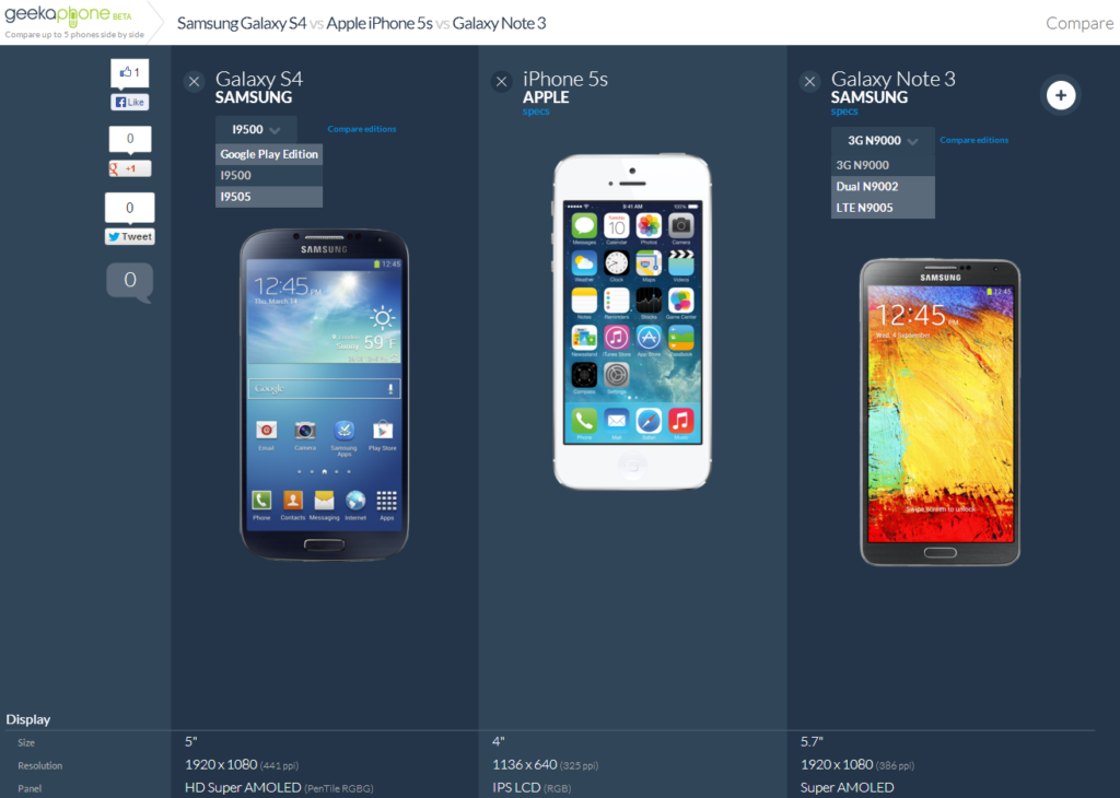 Geekaphone: Smartphones bequem vergleichen