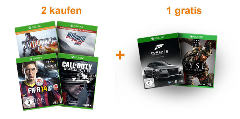 Xbox One: 2 Spiele kaufen + 1 gratis bekommen