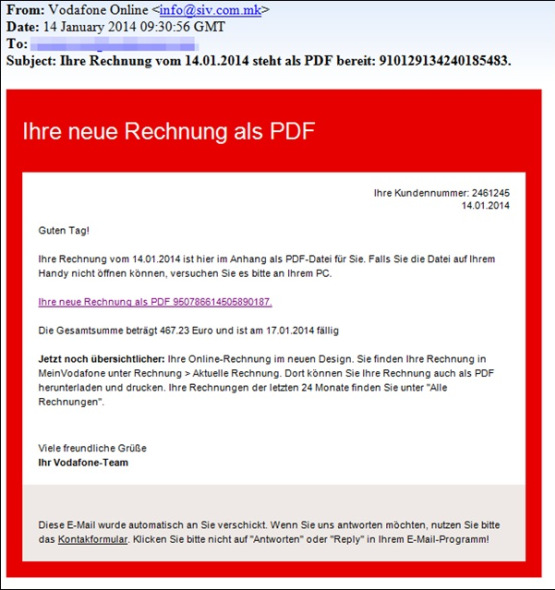 Vodafone: Welle von Phishing-Mails im Umlauf