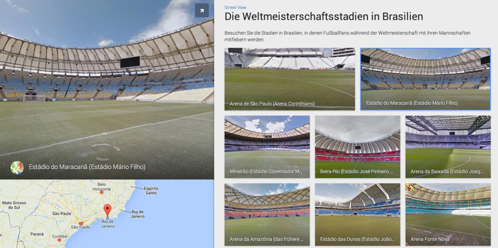 Fußball WM 2014: Stadien mit Hilfe von Google Street View von Innen ansehen