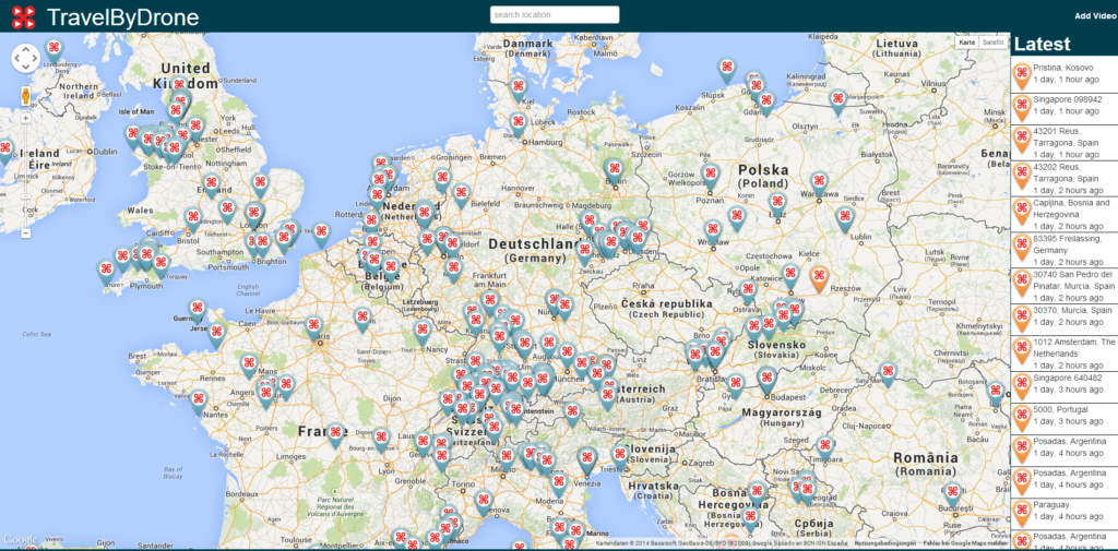 TravelByDrone: Weltkarte gespickt mit Drohnen-Videos