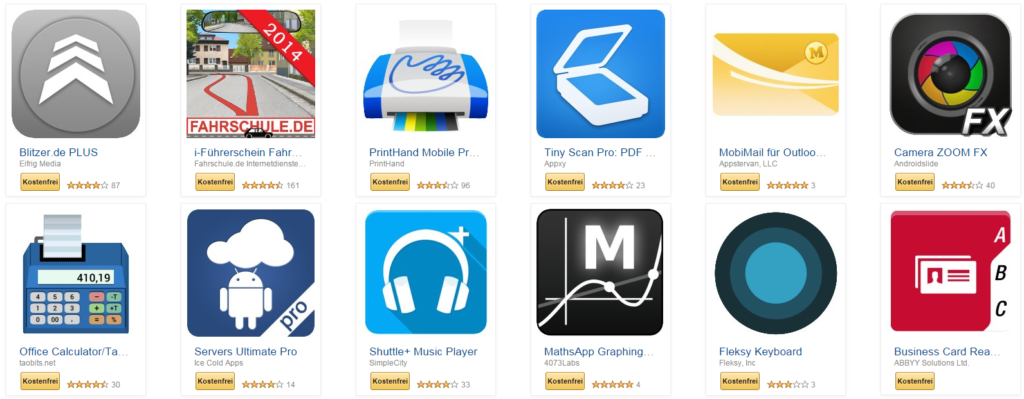 Amazon gratis Apps im Wert von über 75 Euro