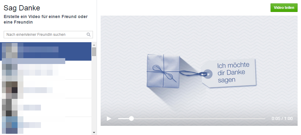 Faceboook: “Sag Danke”-Videos starten