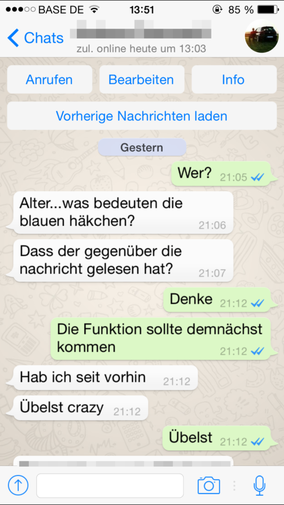 WhatsApp: Blaue Häkchen signalisieren “Gelesen”-Status