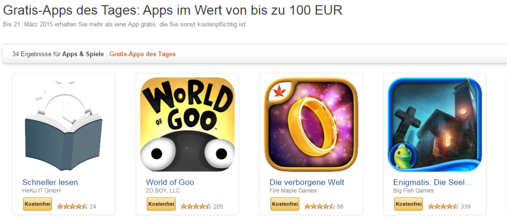 Amazon gratis Apps Screenshot