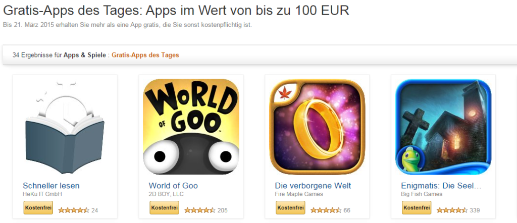 Amazon: Wieder kostenlose Apps im Wert von über 100 Euro