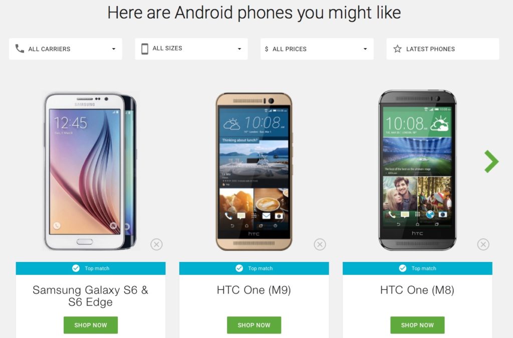 Google hilft bei der Smartphone Suche