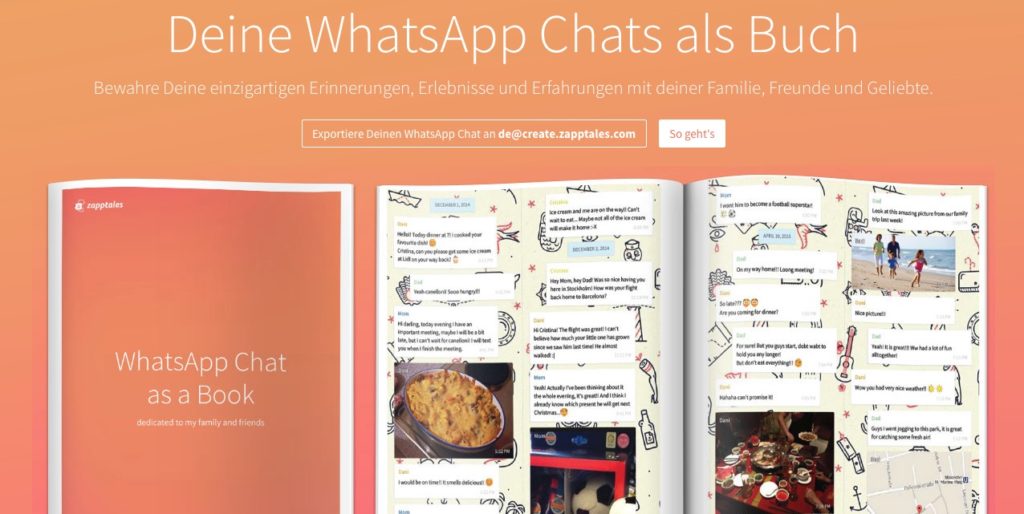 ZappTales: WhatsApp Chats als Buch drucken lassen