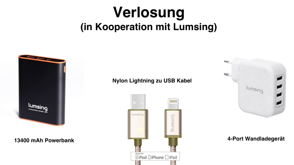 Verlosung: 13.400 mAh Powerbank | Nylon Lightning zu USB Kabel | 4-Port Wandladegerät [+Gewinner]