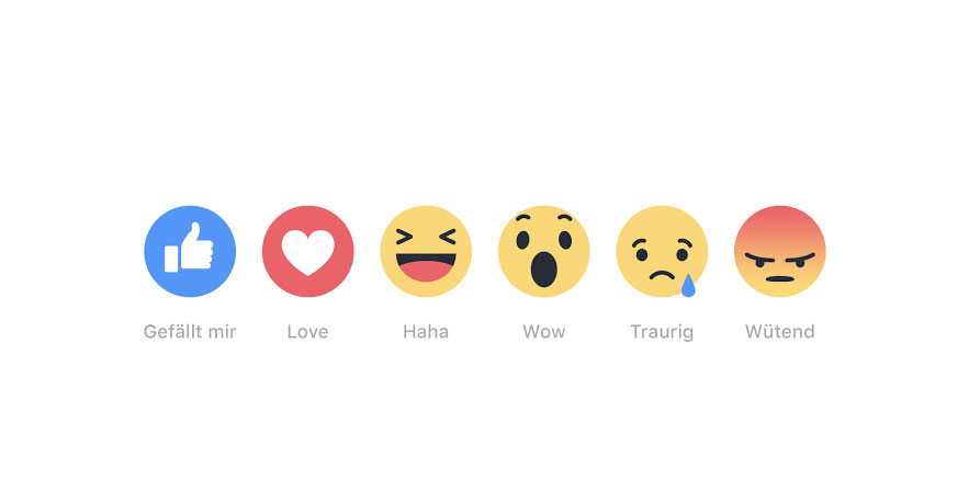 Facebook Reactions jetzt weltweit verfügbar