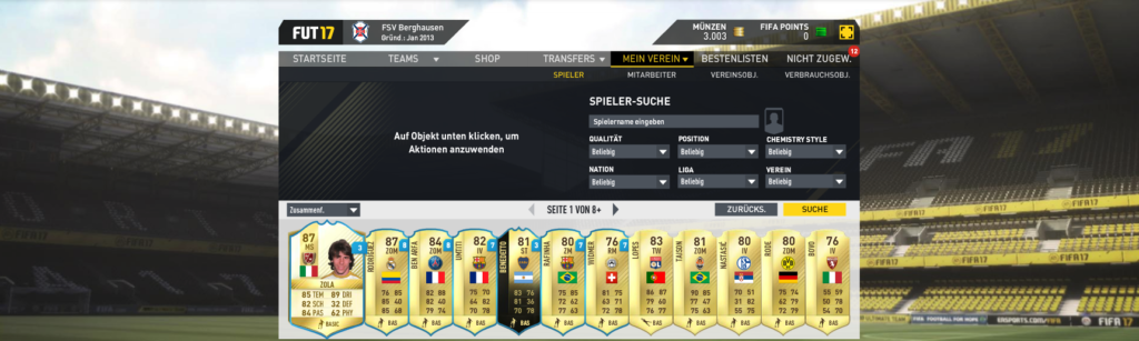 FIFA 17 FIFA Ultimate Team (FUT) 17 - Leihspieler Web App