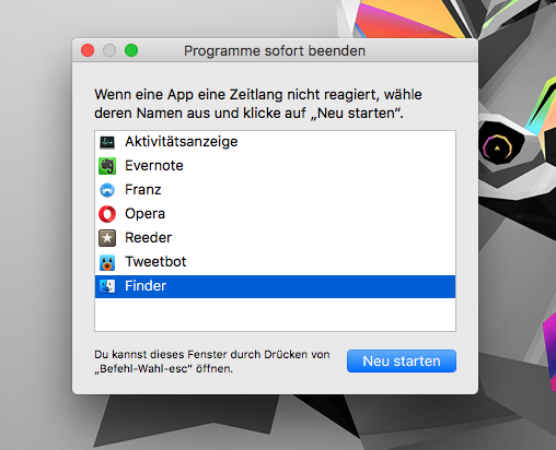 Apple macOS Programme sofort beenden - Taskmanager
