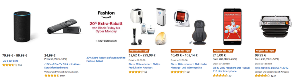 Amazon Cyber Monday Woche - Tagesangebote vom 25.11.2017