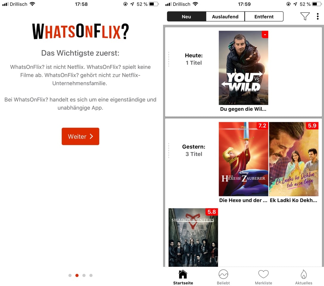 WhatsOnFlix: Neue und auslaufende Netflix-Angebote übersichtlich dargestellt